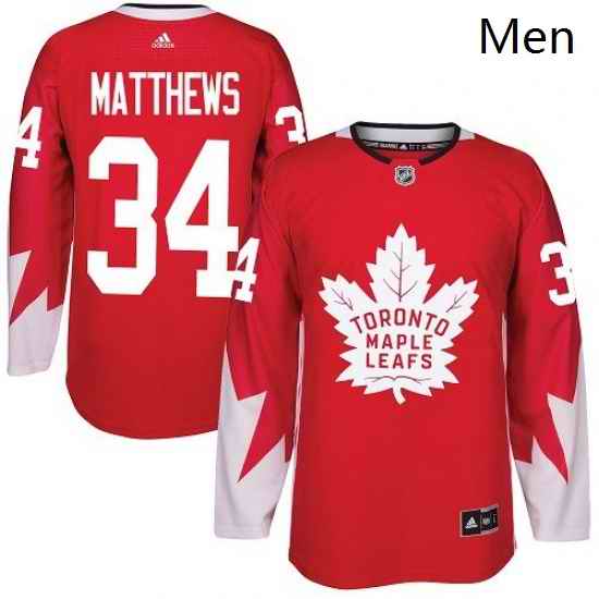 Mens Adidas Toronto Maple Leafs 34 Auston Matthews Premier Red Alternate NHL Jersey
